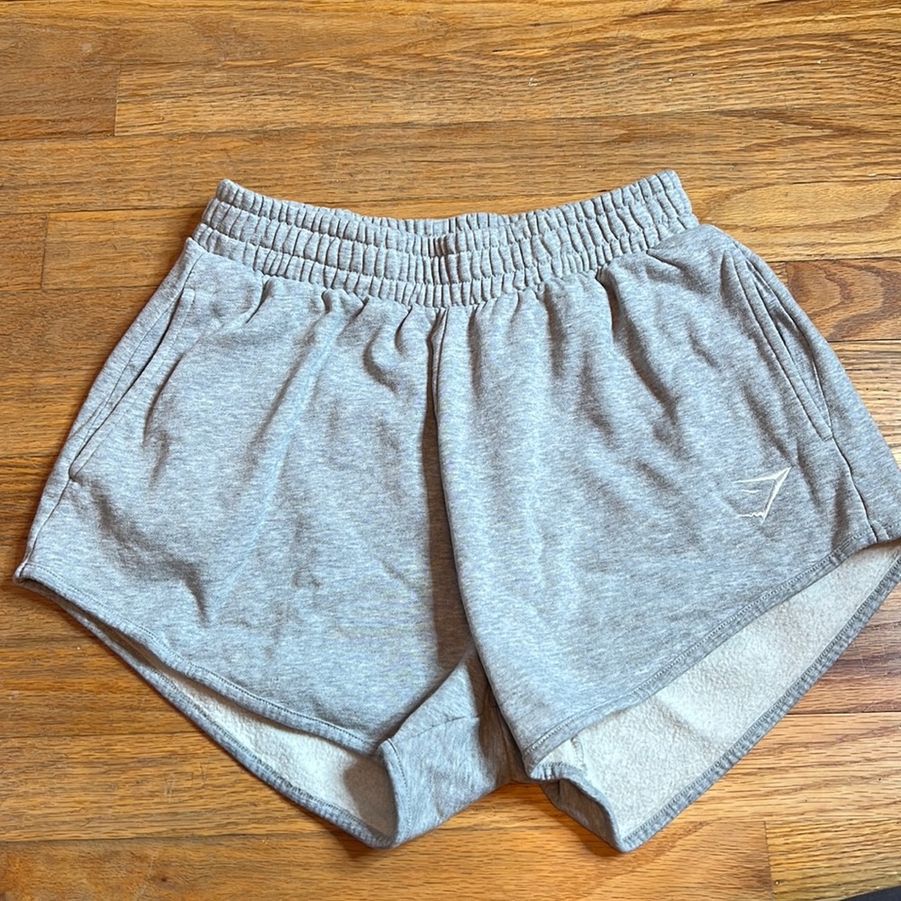 GymShark light gray cotton sweat shorts